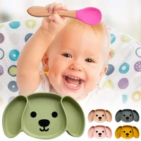 1 pc baby plate silicone suction puppy shape feeding food tableware non slip bpa free baby dishes food feeding bowl for kids