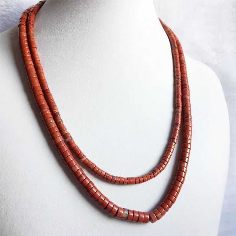 

2*4MM 3*6MM Heishi Red Jasper Necklace Stainless Steel Natural Stone Jewelry Noble Exquisite Chain Choker Engagement Party