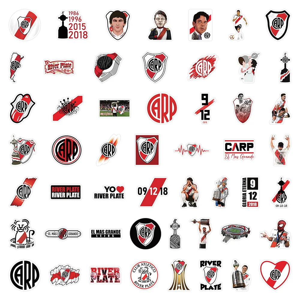 Фото 10/50 шт., аргентинский футбольный клуб, RIVER PLATE, конкурсные спортивные футбольные граффити, декоративные водонепроницаемые наклейки, детские игрушки №4