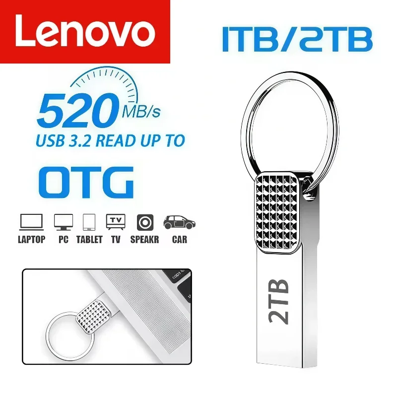Фото Lenovo 2TB 1TB USB-накопитель Металлический USB 3.0 Pen Drive Key 512GB Type-C Высокоскоростной Pendrive 256GB Мини-флеш-накопитель USB для телефона №2