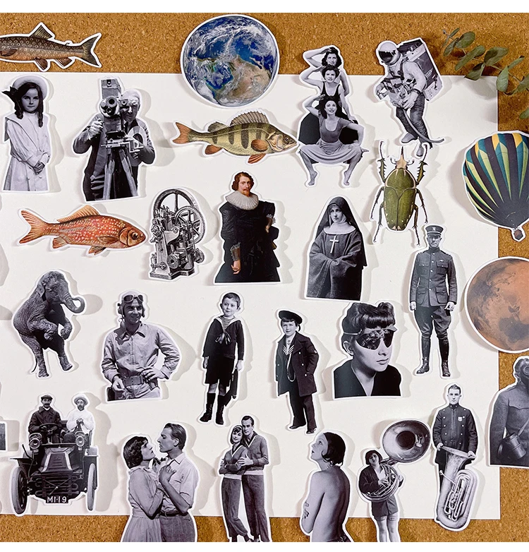 

36PCS Vintage Fashion Clothing 1950 Sticker Crafts And Scrapbooking Stickers Book Student Label Decorative Sticker Kids Toys