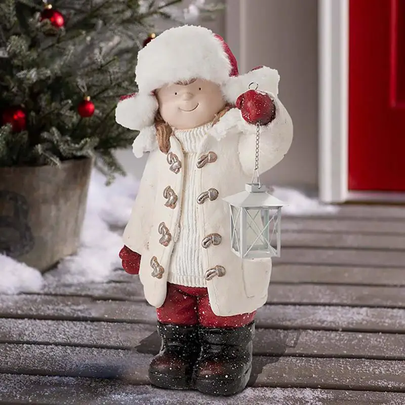 

Christmas Children Lantern Resin Ornaments Art Crafts Christmas Decorations Desk Nordic Doll Statue Home New Year Decor Supplies