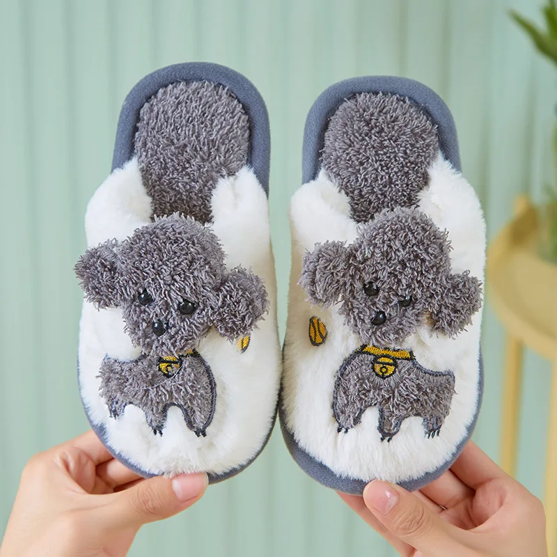 Family Shoes Parent Child Matching Felted Fleece Slippers Mother Kids Indoor Shoes Fury Home Dog Slippers New Winter Fuzzy Mules