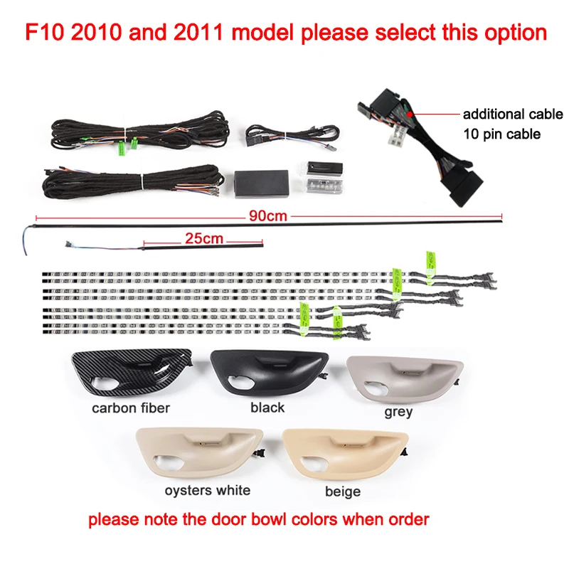 

Внутренняя неоновая осветительная светодиодная RGB-лента для BMW 5 Series F10 F11 2010-2018, 12 В, 9 цветов