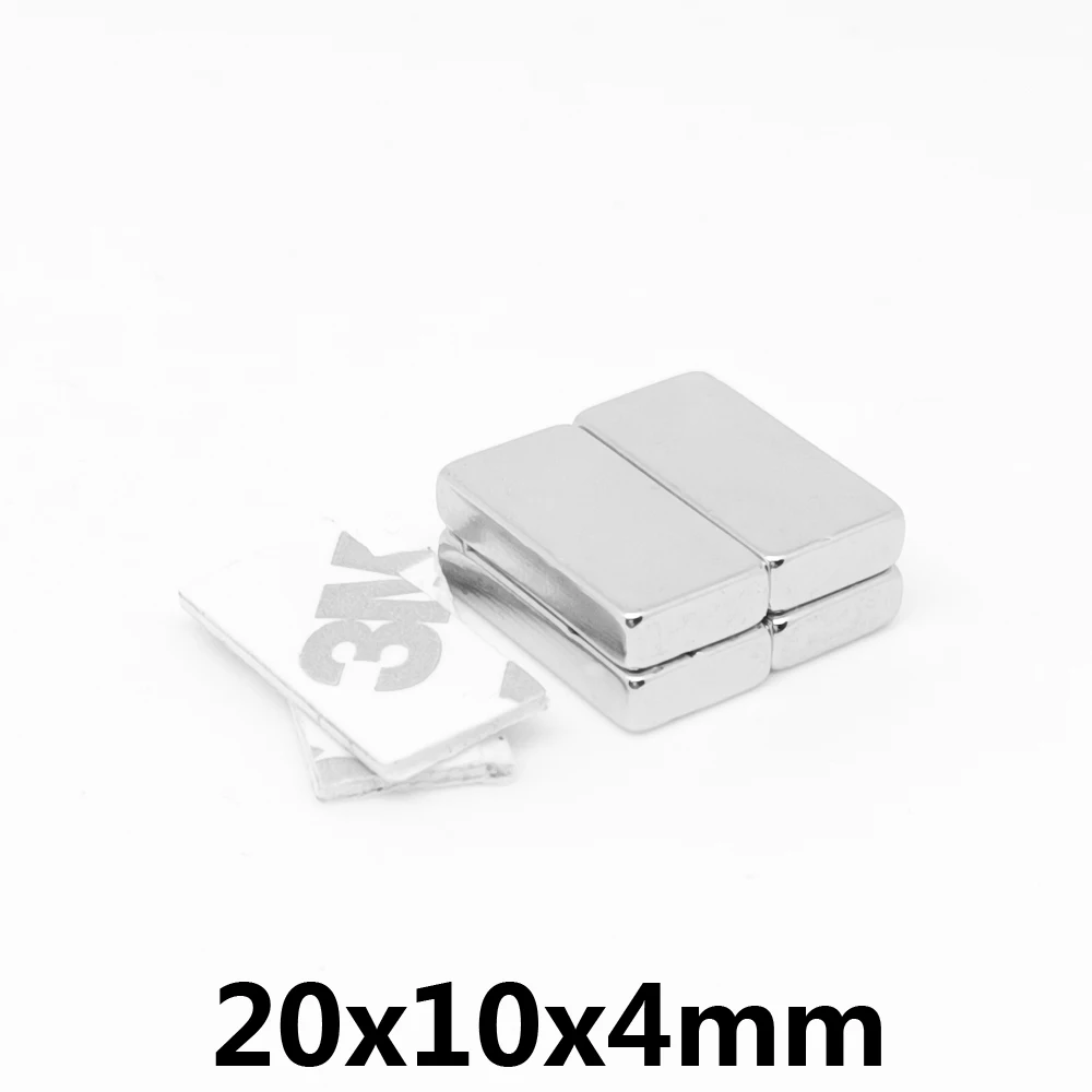 

2/5/10/20/30/50PCS 20x10x4 mm Quadrate Rare Earth Neodymium Magnet With 3M Glue Tape 20x10x4mm Strong Powerful Magnets 20*10*4