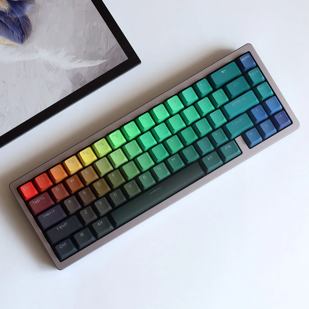 

123 Keys Key Caps Prism Light Theme PBT Side Engraved Light Transmission OEM Height 64 68 84 87 104 8.0 Mechanical Keyboard