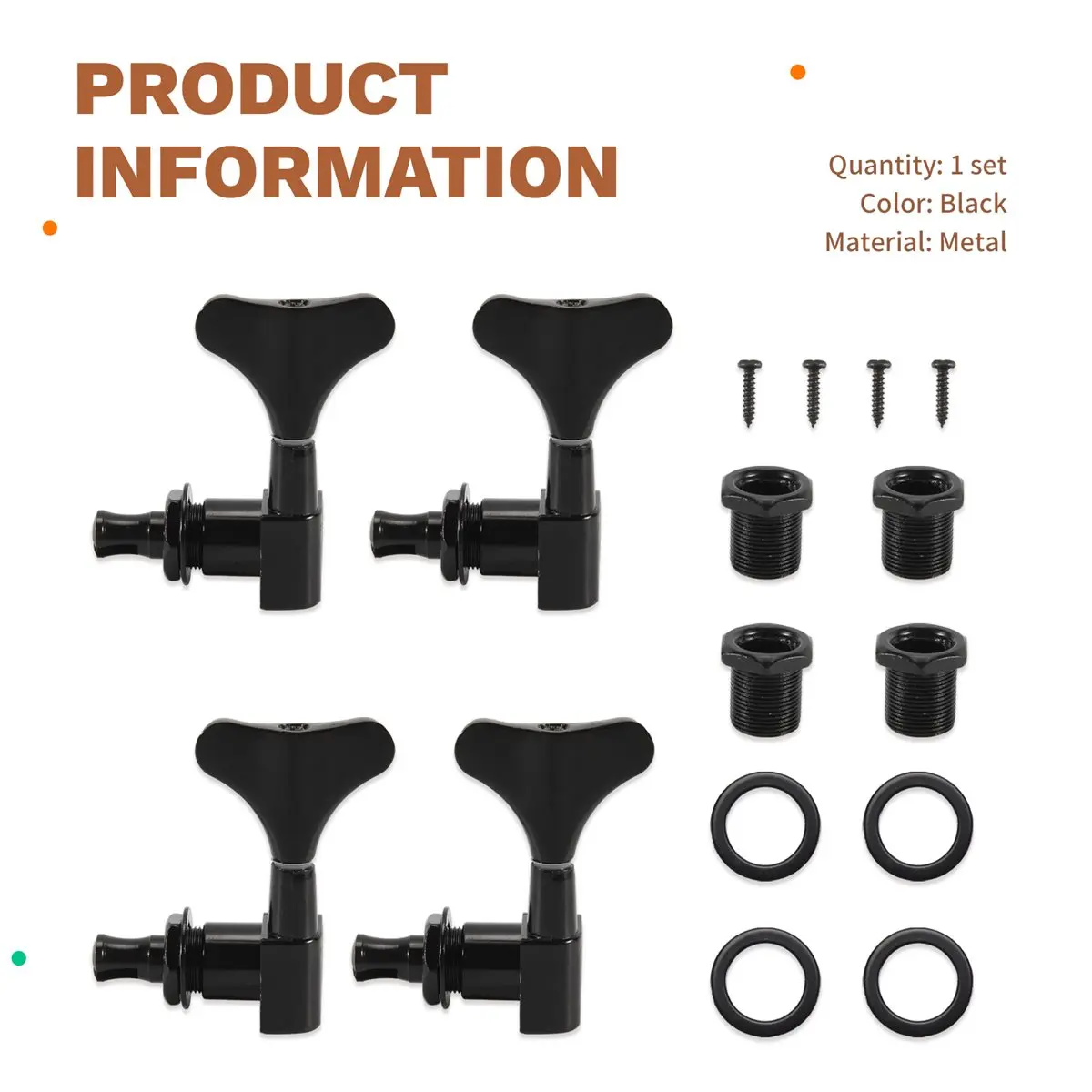 Фото Комплект из 4 (2R2L) герметичных колков для бас-гитар Blacksale, черные, для Precision Bass и Jazz Bass №4