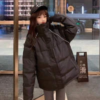 2021 fashion cotton coat womenwinter clothes korean version loose thick harajuku bread quilted jacket mid length black jacket