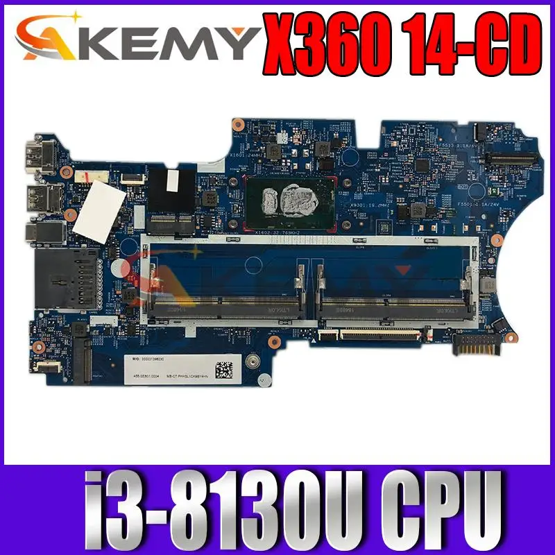 

Материнская плата для ноутбука HP Pavilion x360 14-CD0007ca, материнская плата i3-8130U CPU DDR4 L18175-601 17879-1A, оригинальная материнская плата