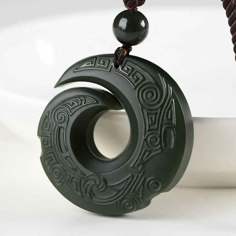 

Натуральный нефритовый кулон HeTian Nephrite, амулет на удачу, транспортное ожерелье с цепью для женщин и мужчин, нефритовые ювелирные изделия, подарки