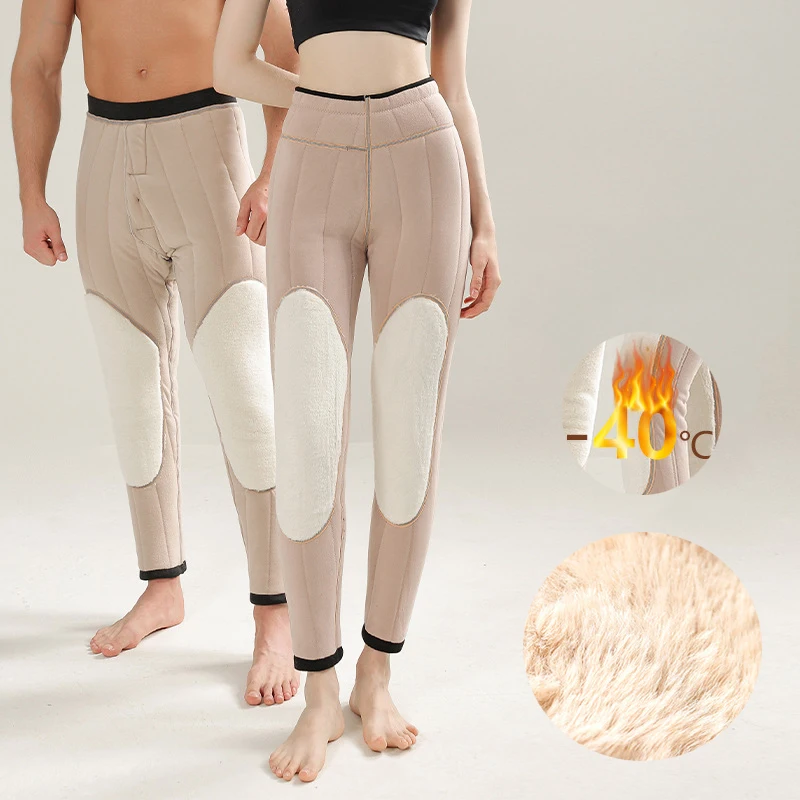 

Горячее термобелье для мужчин и женщин зимние длинные кальсоны плотные флисовые леггинсы теплый термос мужские колготки брюки шерстяные наколенники