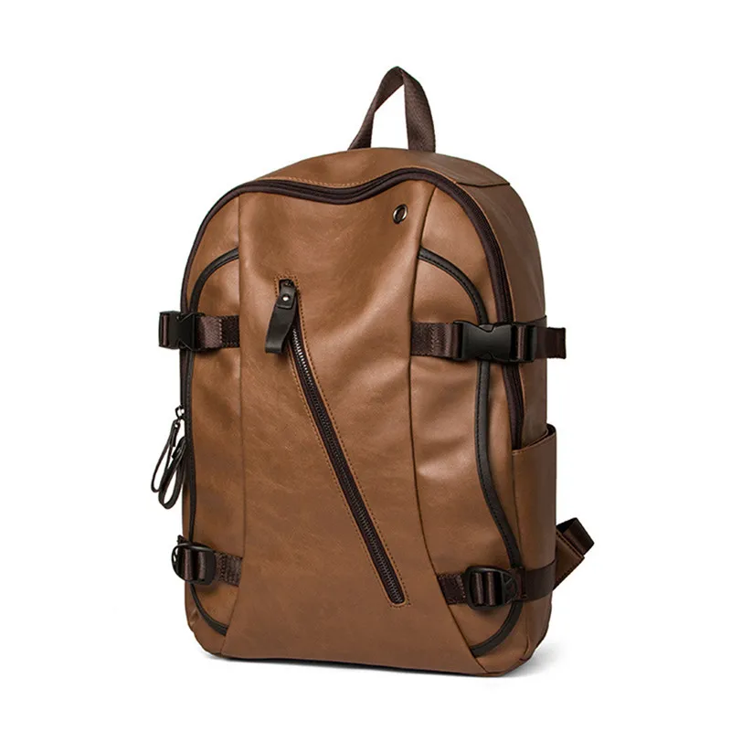 

Trendy Men Backpack PU Leather Classic Backpack Men's Casual Backpack & Travel Bags Western College Bookbag Laptop Computer Bags