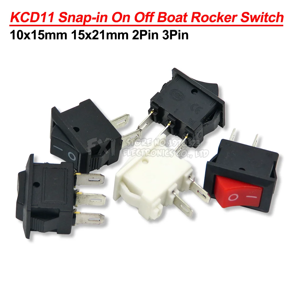 10 шт. кнопочный переключатель 10x15 мм SPST 2Pin 3pin 3A 250V KCD11 оснастка вкл. Выкл. Кулисный переключатель 10 мм * 15 мм черный красный белый