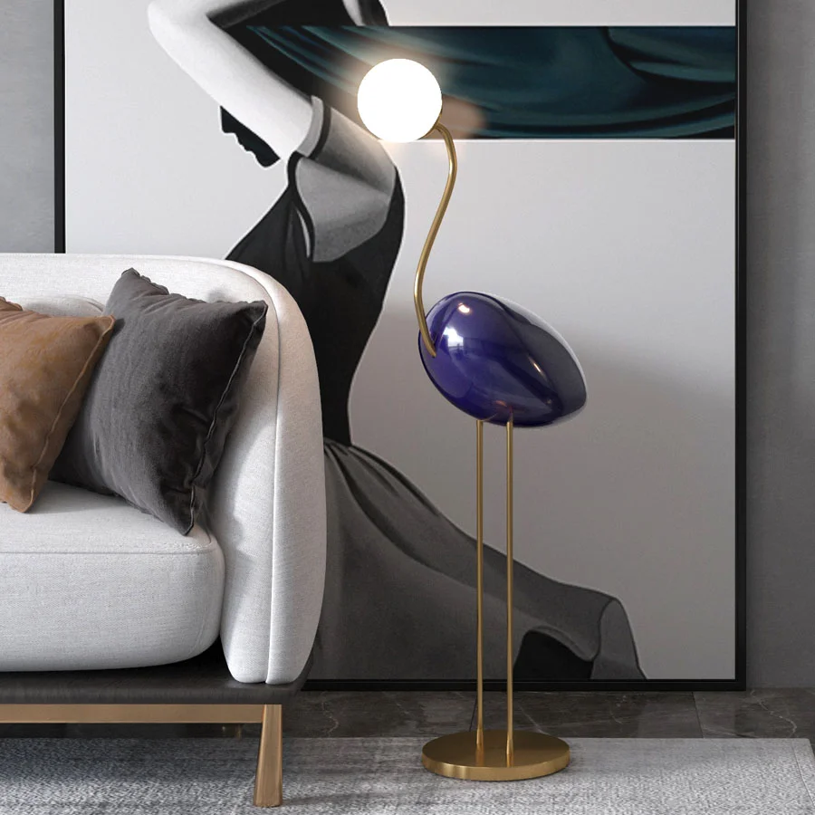 

Nordic Minimalist Art Flamingo Glass Shade Led Floor Lamp Living Room Home Decor Sofa Corner Standing Light Bedroom Bedside Lamp