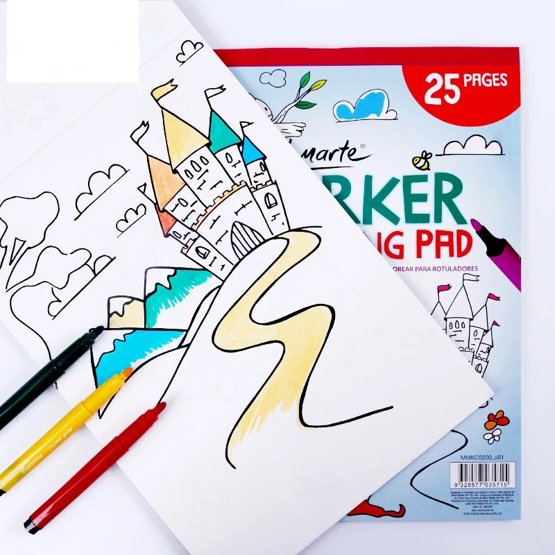 A4 Children's Painting Graffiti Picture Book 25 Pages Children's Coloring Book Diy Creative White Paper Hard Bottom Line Book