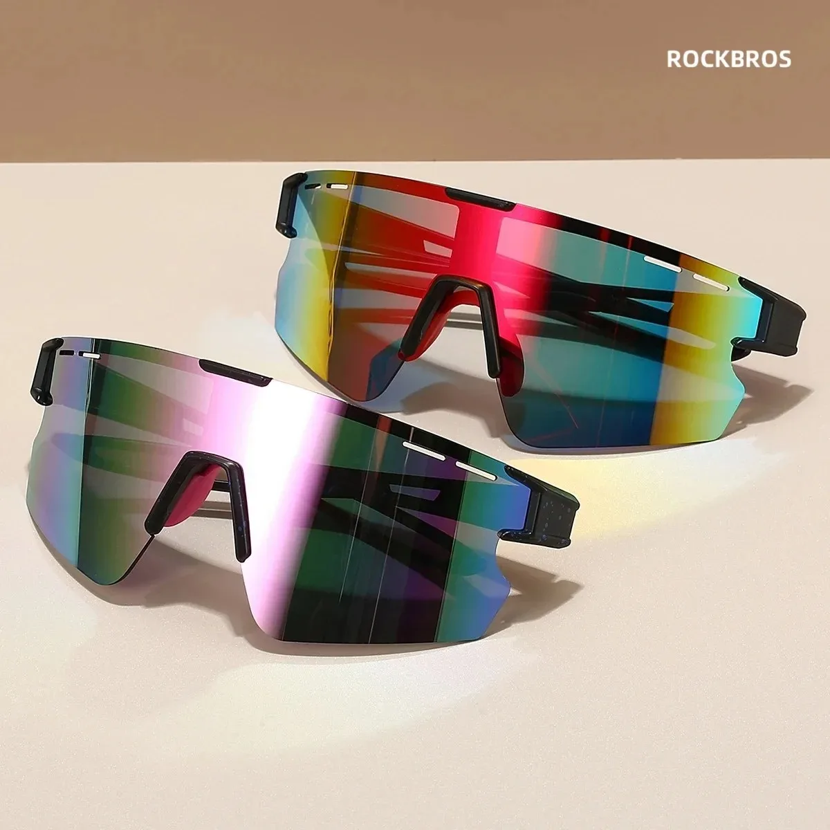 Фото Солнцезащитные очки ROCKBROS Cross Border New UV Resistant Sports Cycling Mirrors, интегрированные велосипедные очки с цветными линзами в европейском и американском стиле. №2