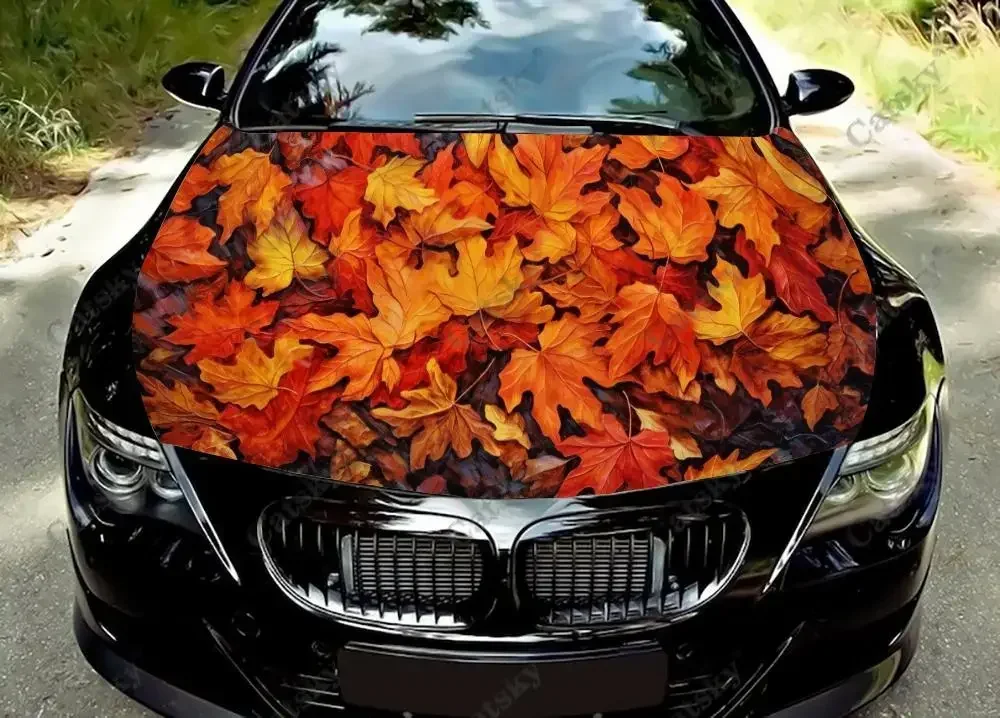 kolorowe jesienne liście Naklejka na maskę samochodu Naklejki winylowe graficzna ciężarówkę ciężarówki