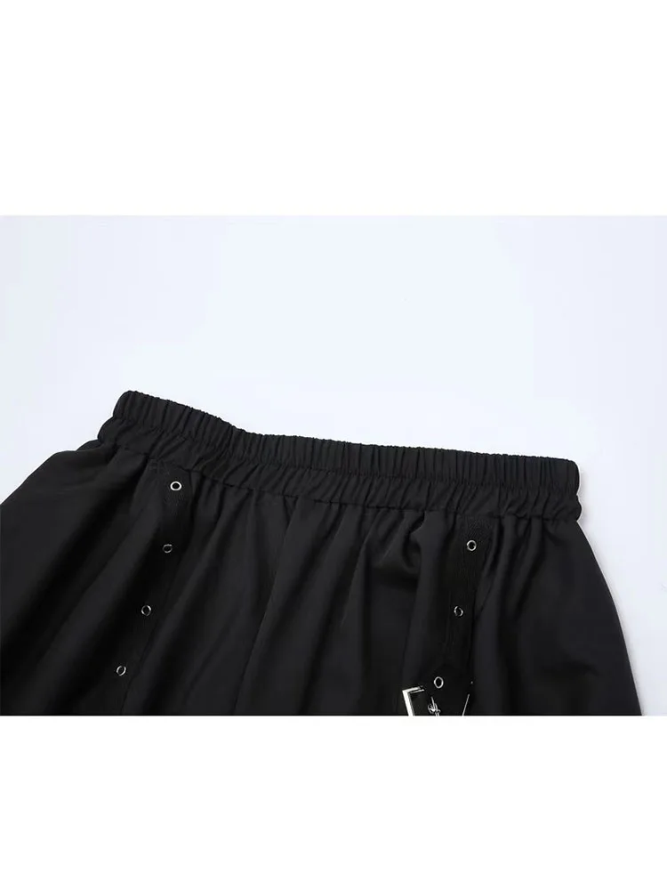 Женская юбка с высокой талией черная большого размера в готическом стиле поясом