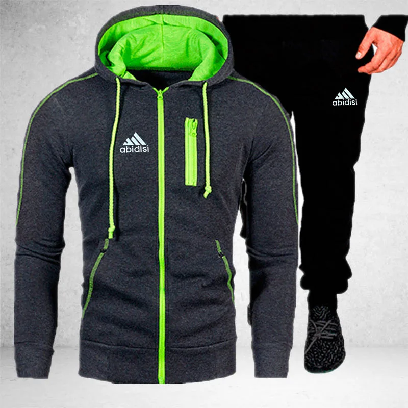 

Мужской брендовый костюм из свитшота на молнии с капюшоном и брюк, Осень-зима 2021, спортивный костюм, спортивный костюм, Мужская одежда, пулов...