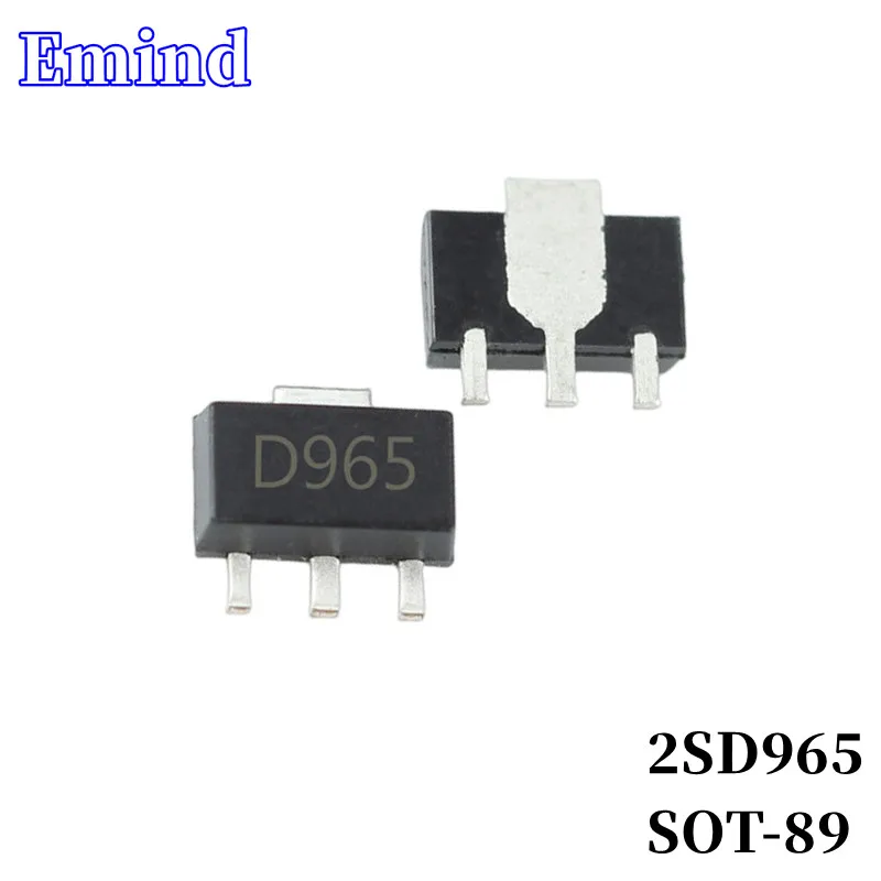 

100Pcs 2SD965 SMD Transistor Footprint SOT-89 Silkscreen D965 Type NPN 20V/5A Bipolar Amplifier Transistor