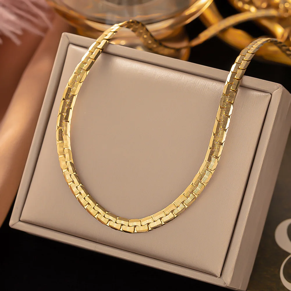 

SITA 316L Stainless Steel Non-fading Gold Braided Flat Chain Necklace for Women Bracelet Girls Jewelry Party Gifts