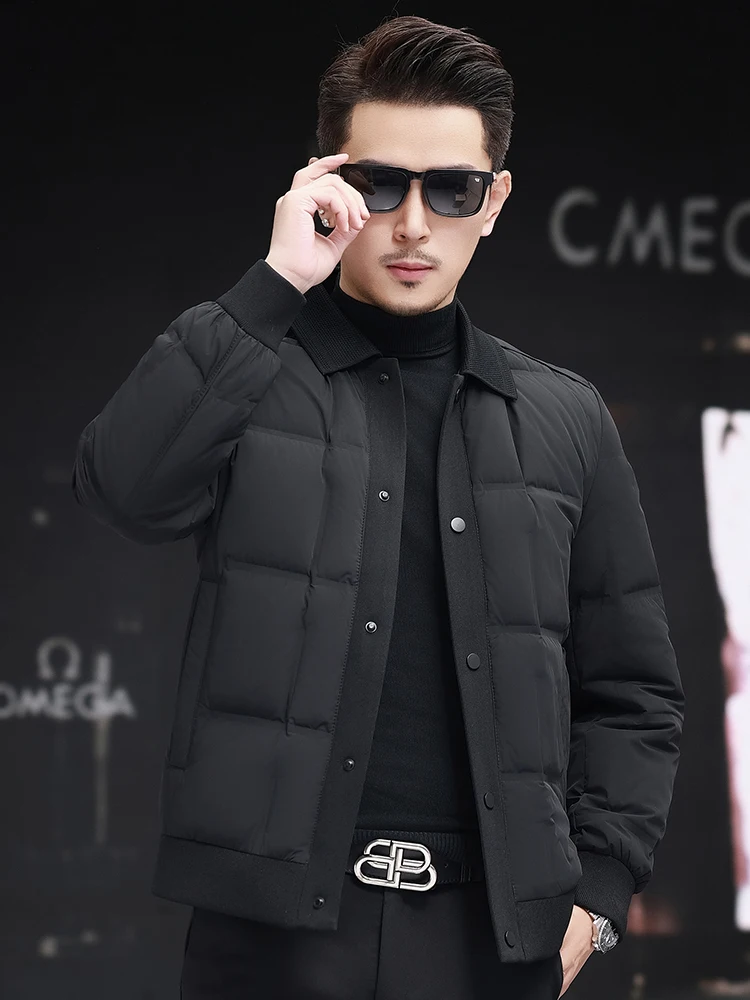 Легкий мужской пуховик Paul зимний с вязаным воротником теплая верхняя одежда на
