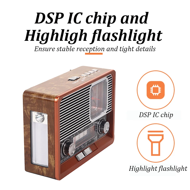 Портативный ретро радио FM/AM/SW1-6 приемник Bluetooth динамик Солнечный MP3 музыкальный
