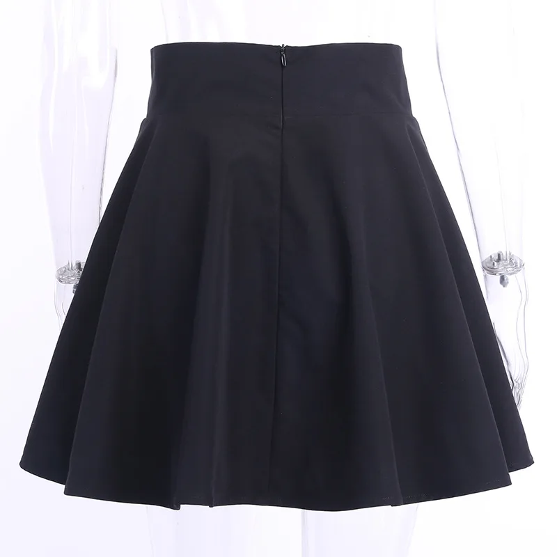 Женская плиссированная мини-юбка с завышенной талией, готическая Черная юбка-трапеция в стиле панк, на шнуровке, Повседневная Уличная одежд...