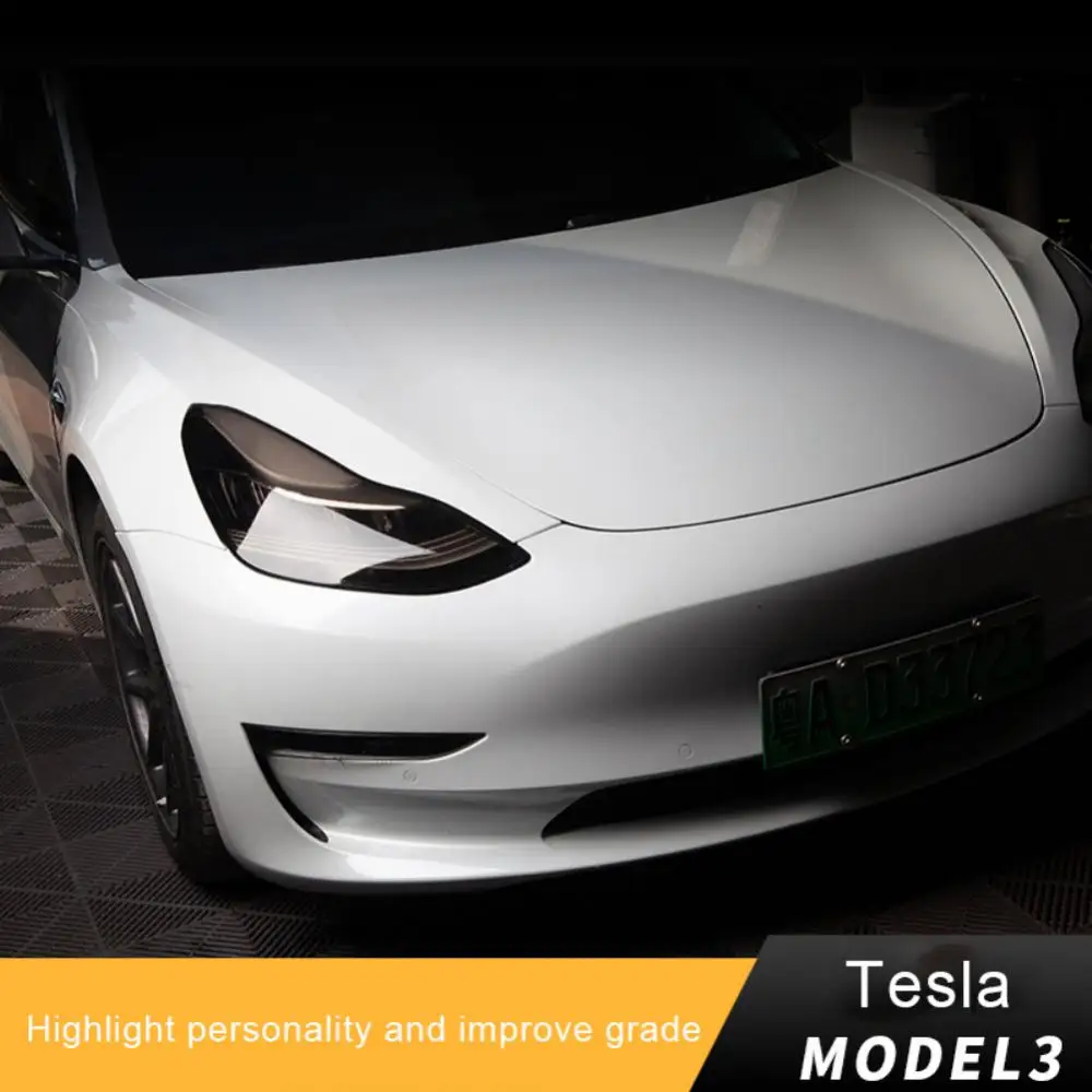 

Стикер для передней фары автомобиля Tesla Model 3 Y 2021 2022, Налобные фонари ТПУ, дымчатые черные фары, защитная пленка, аксессуары
