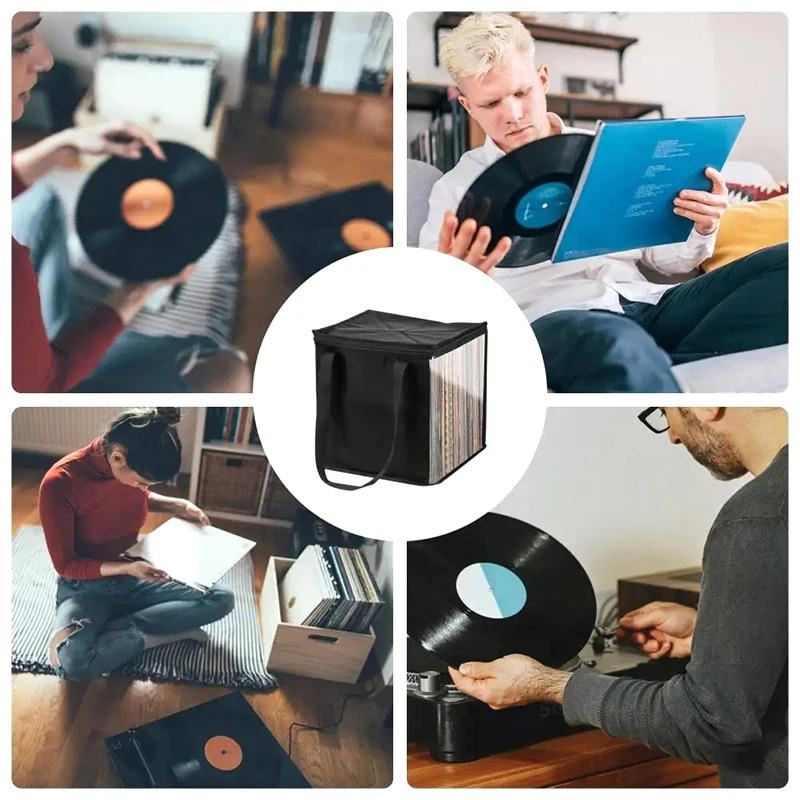 Чехол для хранения виниловых пластинок пылезащитная портативная сумка с ручками
