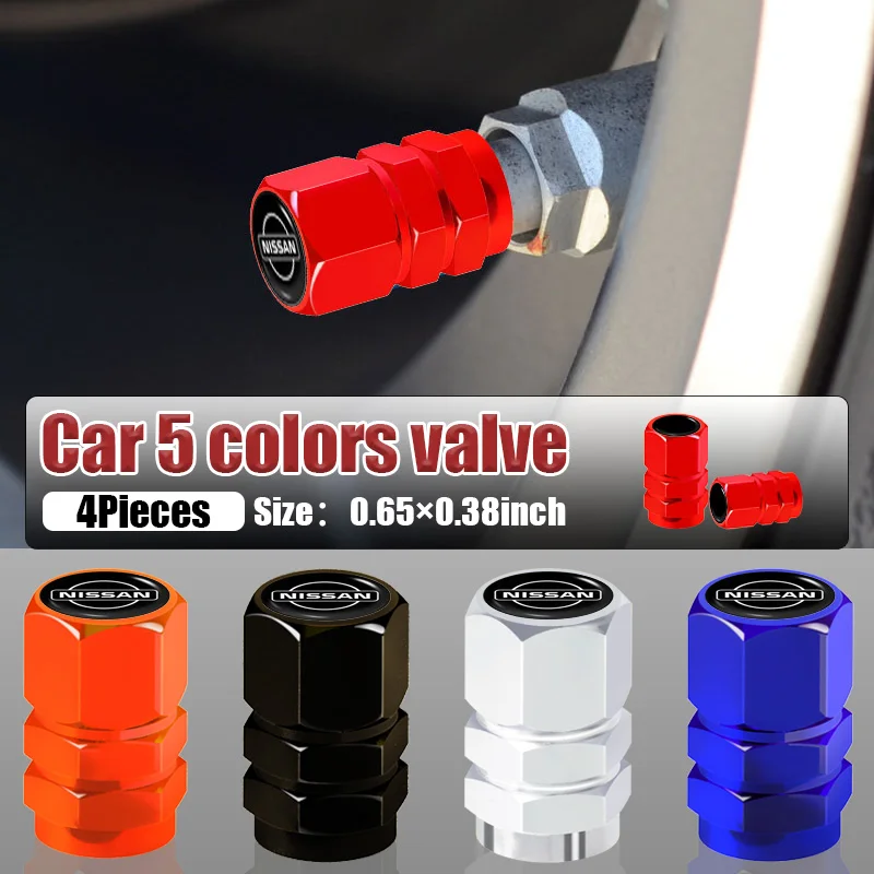 

Car Wheel Tires Valves Tyre Stem Air Valve Caps for Nissan Altima Qashqai J11 J10 Juke Tiida Patrol X-trail Almera Accessories