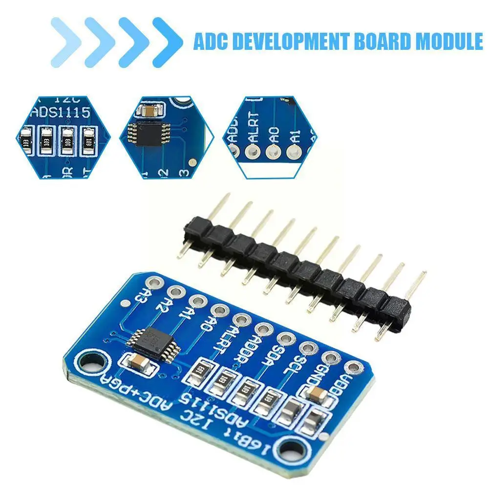 

16 Bit I2C ADS1115 ADS1015 Module ADC 4 Channel With Pro Gain Amplifier 2.0V To 5.5V For Arduino RPi C7J6