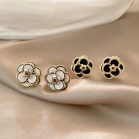 elegant enamel camellia drip oil charm flower earrings female designs trendy small pendant women simple style fashion jewelry