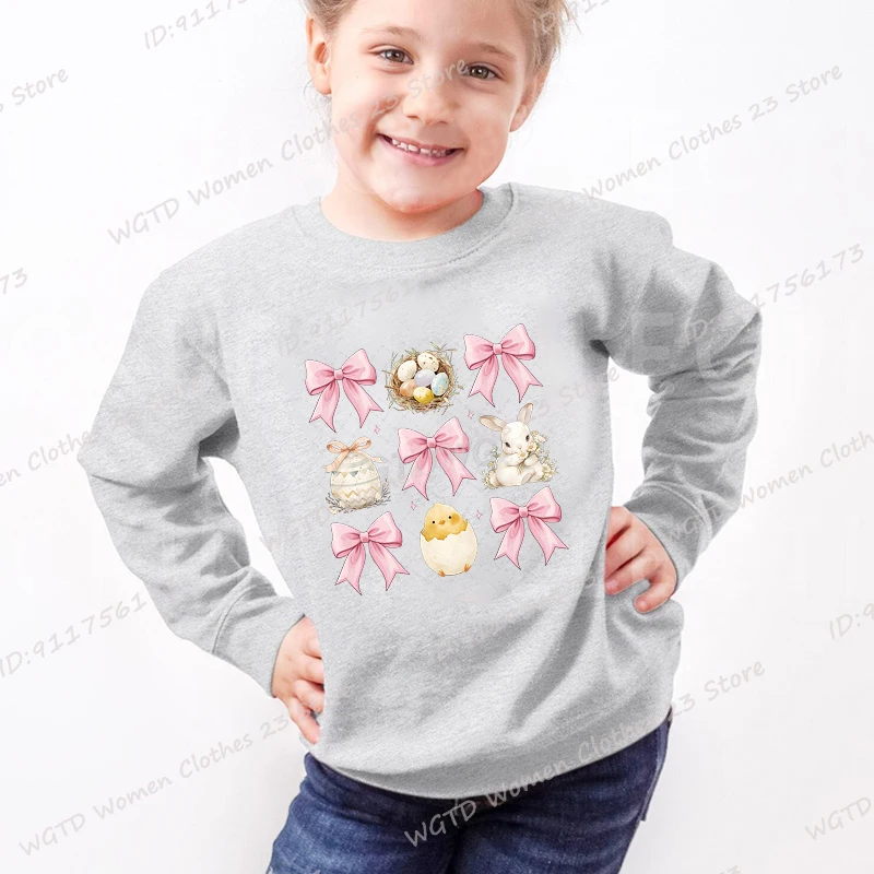 Пасхальный день бант кролик цыпленок пуловеры с круглым вырезом и принтом