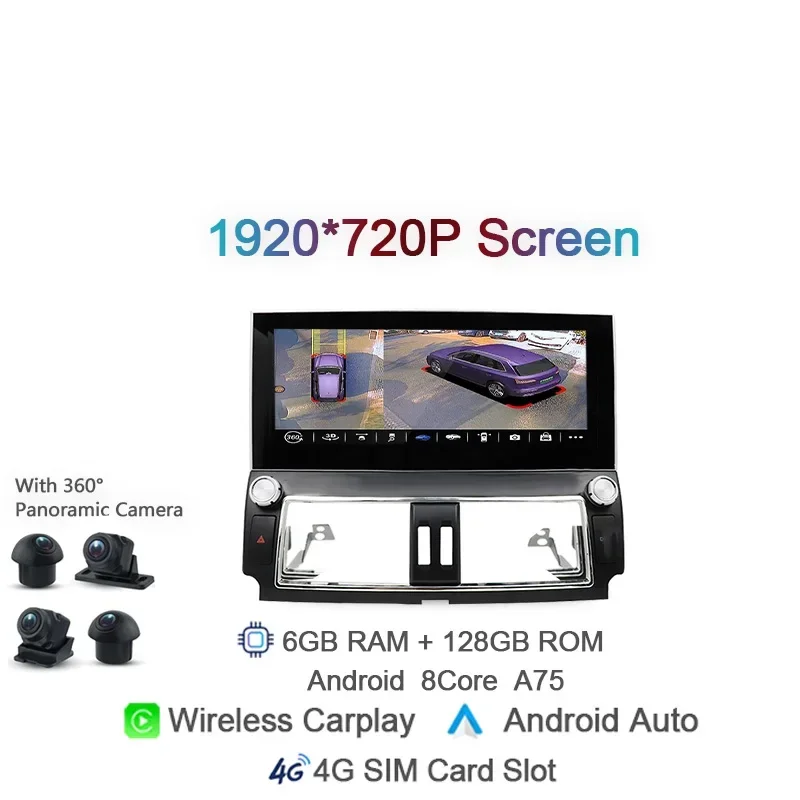 

Carplay 12,3 "IPS DSP Android 13 автомобильное радио для Toyota Land Cruiser Prado 150 2014 - 2017 GPS Навигация стерео 4G LTE Bluetooth