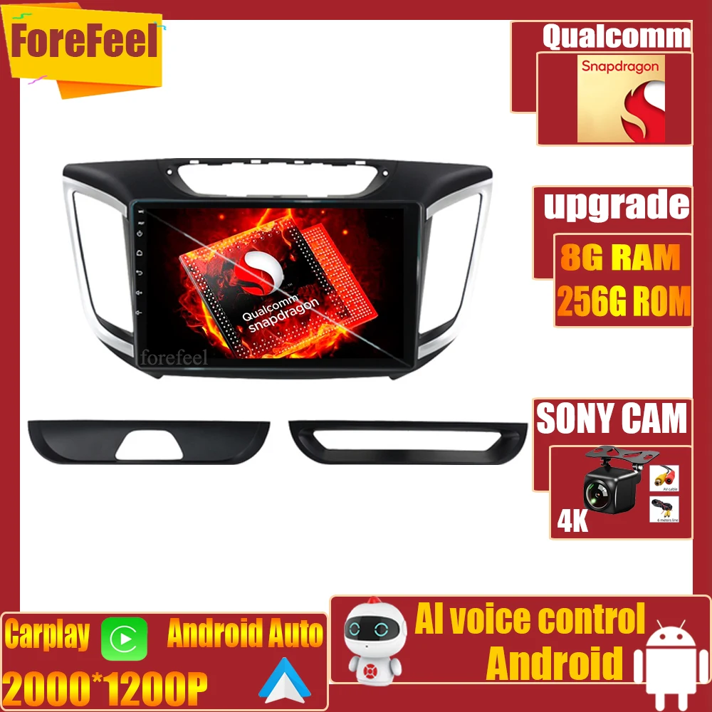 

Автомобильный мультимедийный видеоплеер Qualcomm Android для Hyundai Creta IX25 2015-2019, стерео, GPS, Carplay, QLED экран