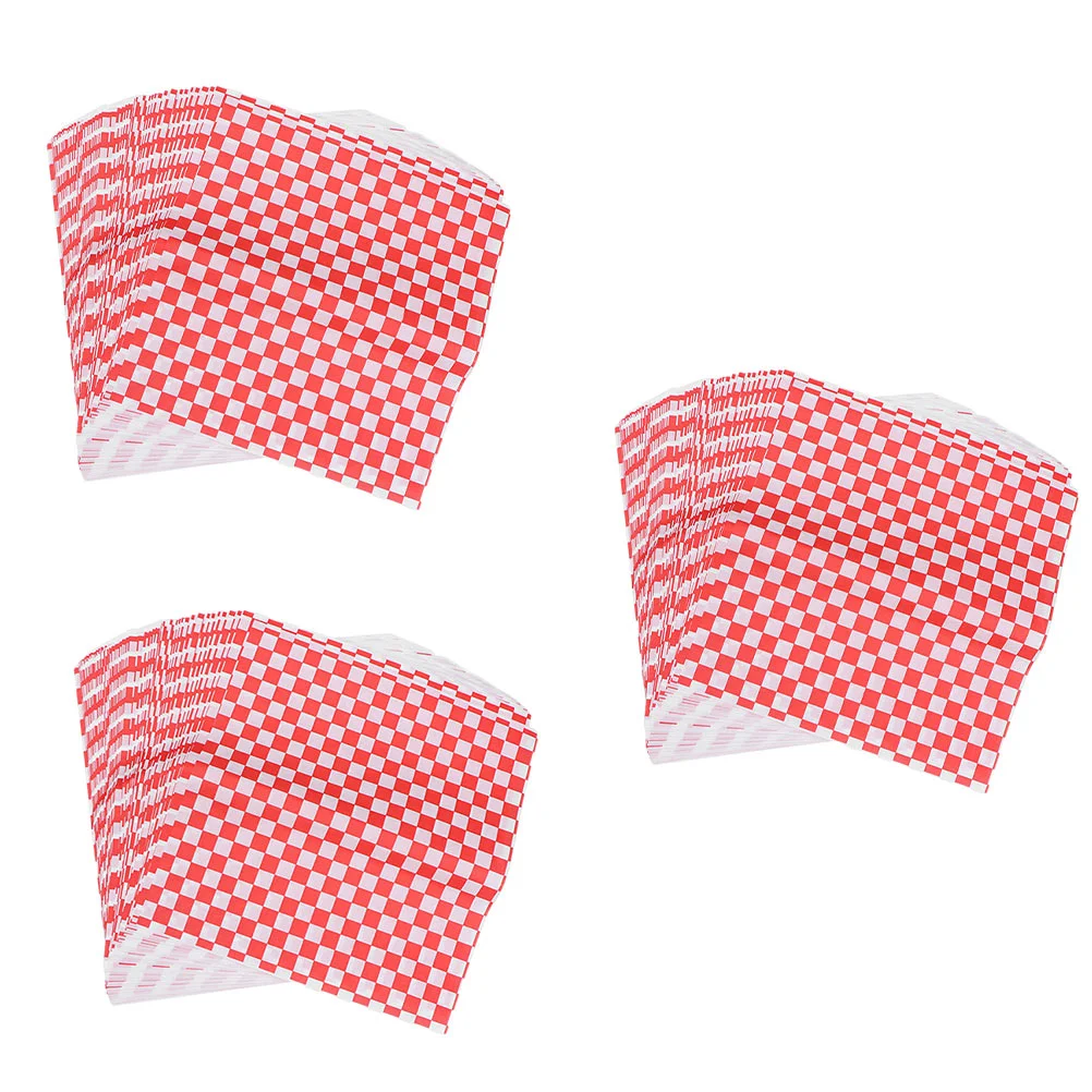 

300pcs Fried Chick Wrapping Paper Practical Grid Paper Grease-proof Burger Paper