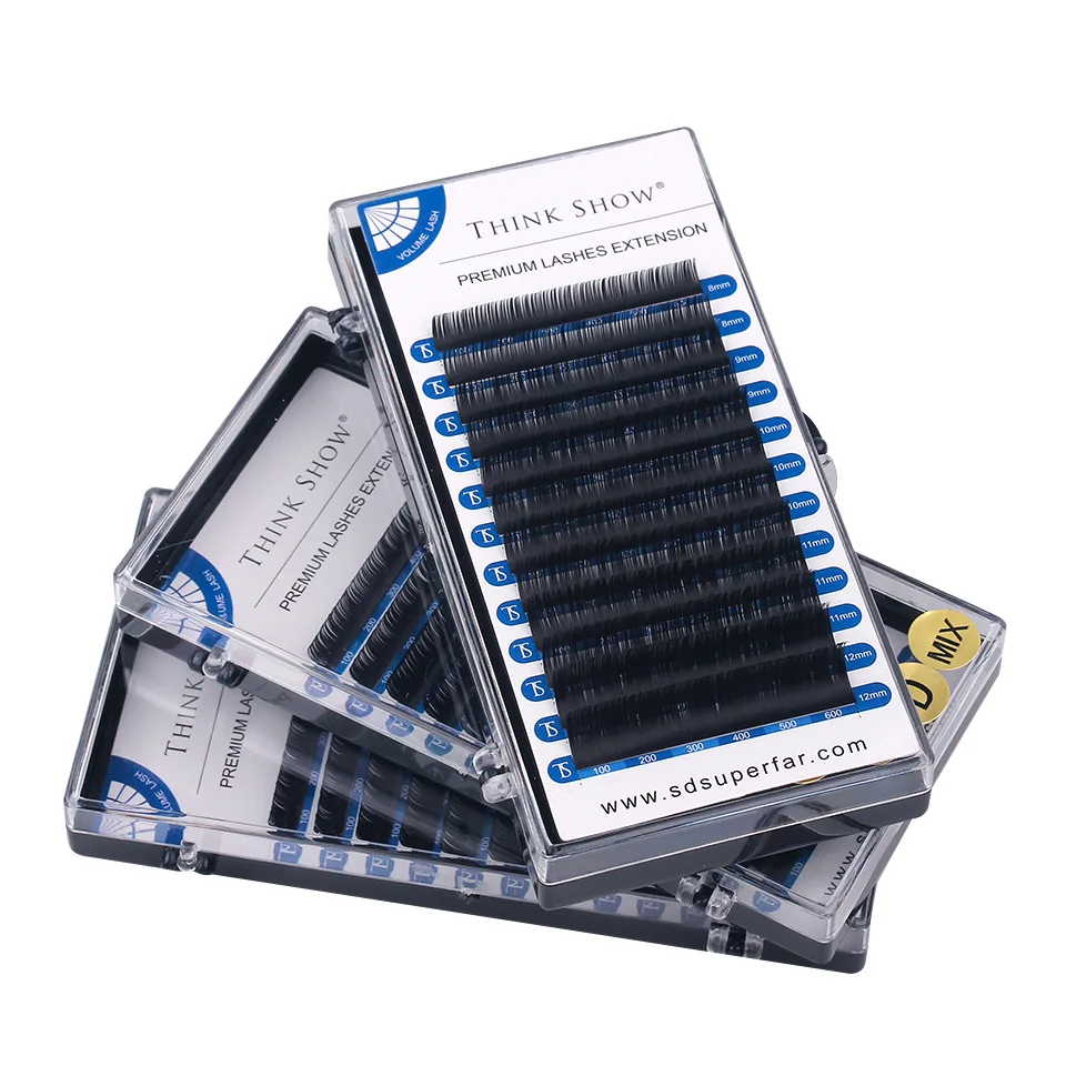 Натуральный черный цвет C D завитки ресниц наращивание кластер классические