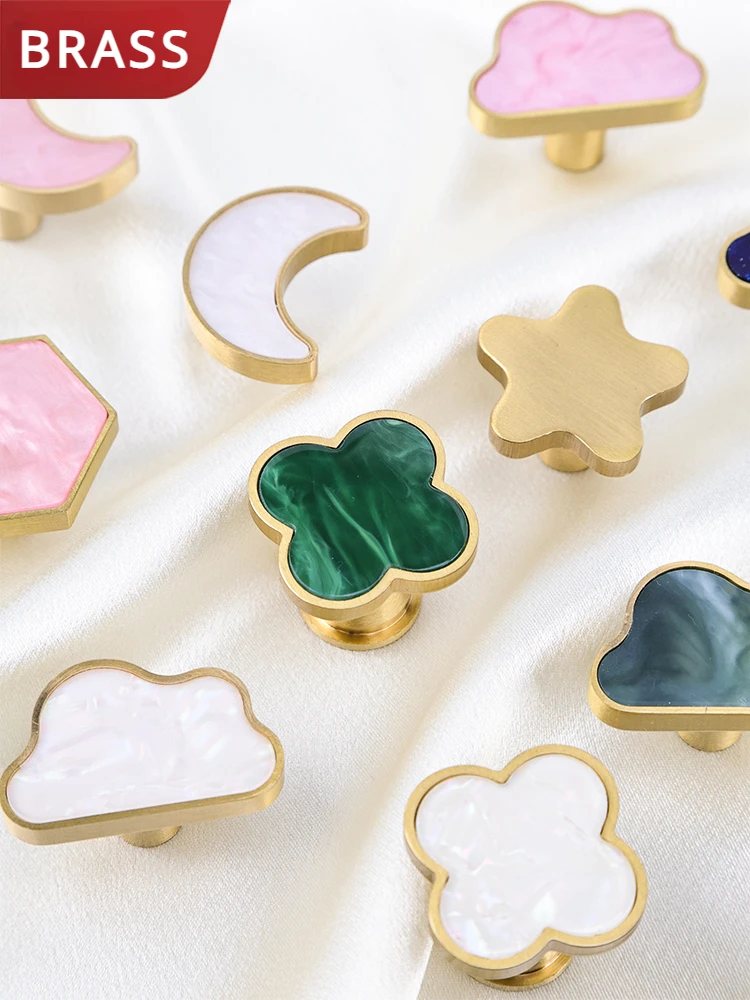 Tinyhob розовая латунная мебельная ручка в форме облака красочная скандинавская