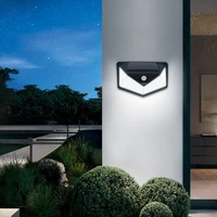 Outdoor LED Solar Light IP65 Waterproof  Wall Lamp PIR Motion Sensor 3 Modes Garden  Yard Fence Patio Street ABS Black Lights