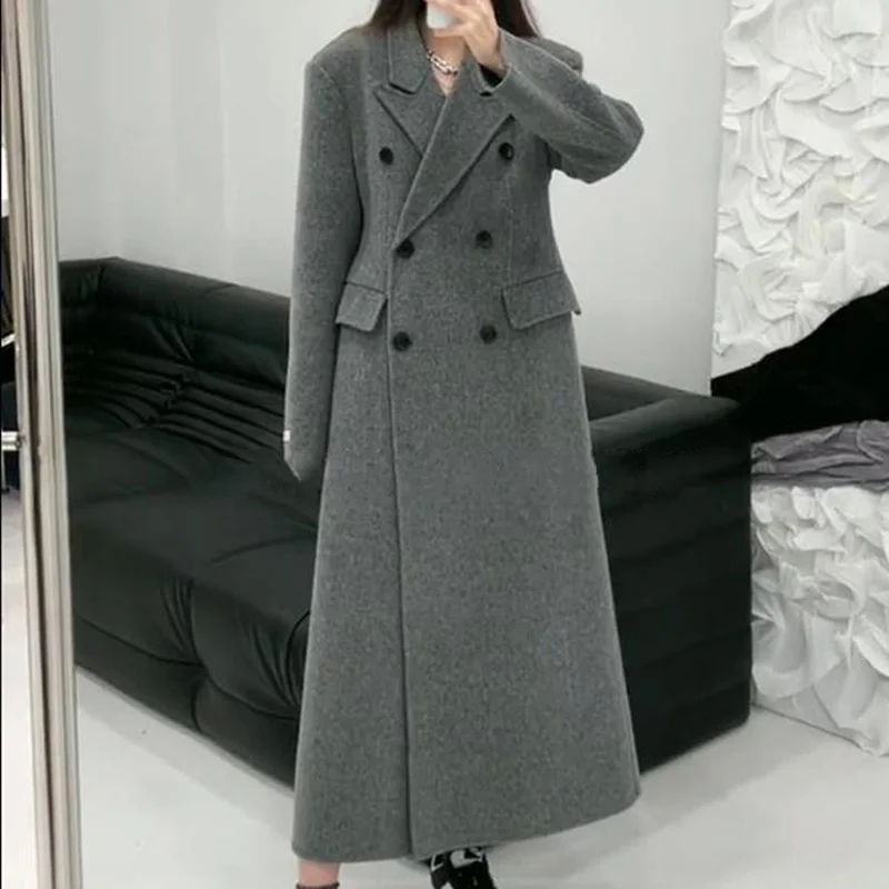 

Fashion Elegant Double-sided 2023 New Cashmere Coat Women's Autumn Winter Wool Coat Thickened Long Woolen Jacket LQ5793