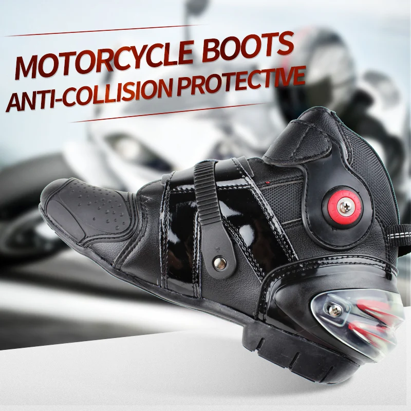 High-quality PRO-BIKER A9003 Motorcycle Riding High Ankle Racing Boots BIKERS Leather Race Motocross Motorbike Riding Shoes enlarge