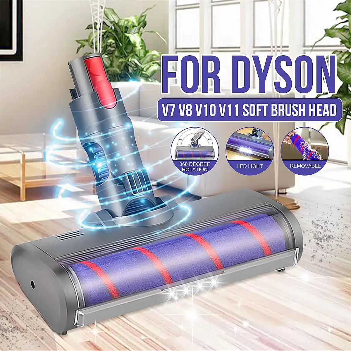 

Новый удлиненный стержень, сменный пылесос для Dyson V7 V8 V10, пылесос светодиодный светильник кой, пушистая роликовая щетка