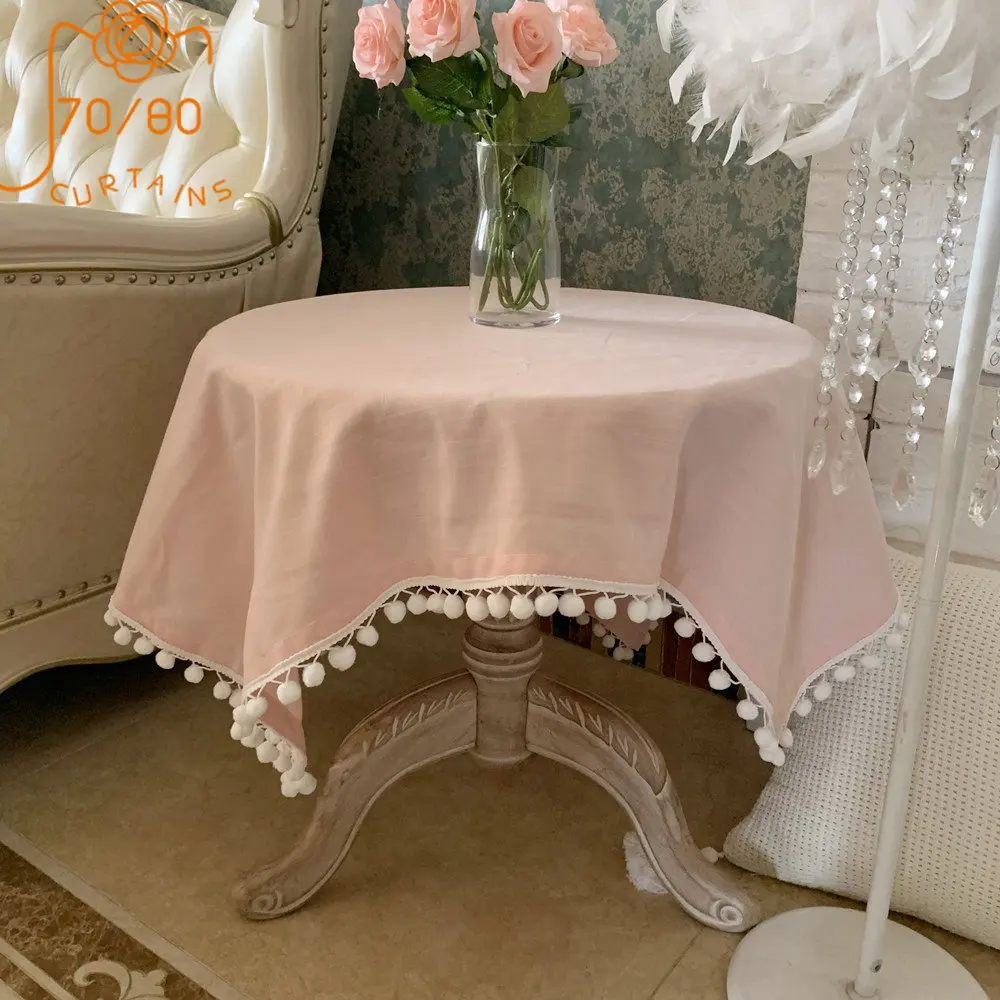 

Pink Ins Style Desk Cloth Dining Table Coffee Table Cloth Cotton Linen Solid Color Cover Towel Shoe Cabinet Window Decoration