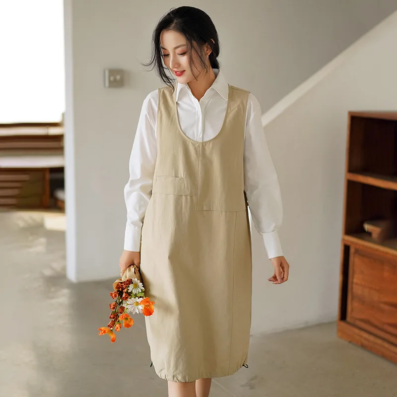 Платье женское весеннее средней длины без рукавов элегантное свободное платье в