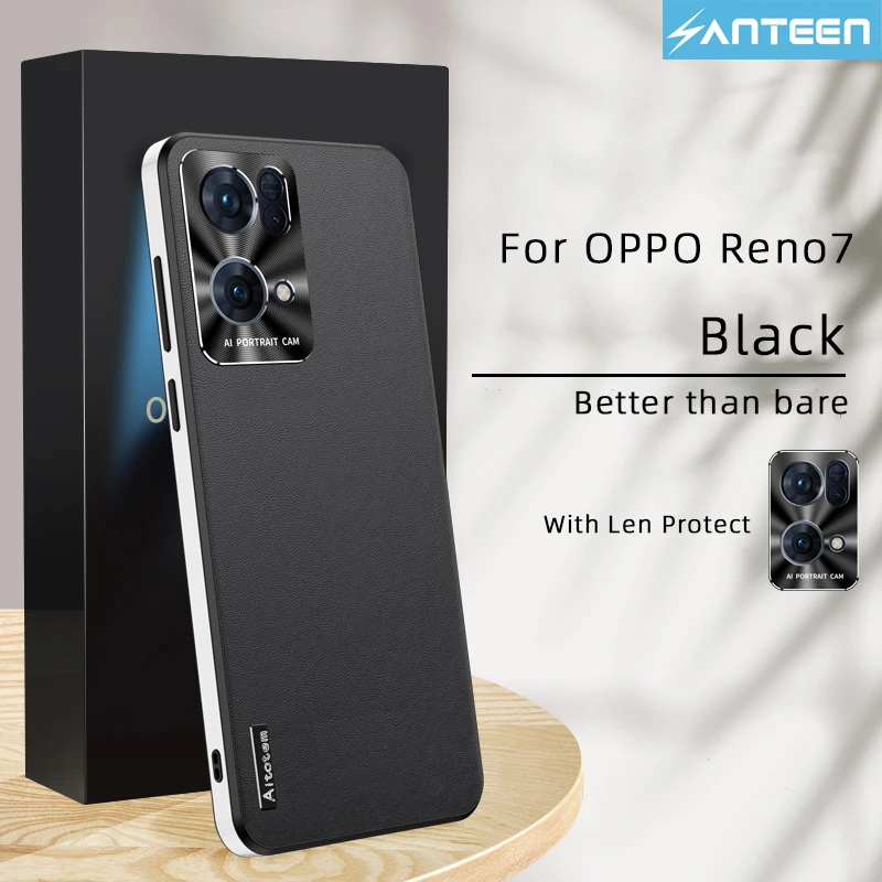 

Anteen for Oppo Reno 7 Pro Case Business Plating Silicone Shockproof Shell Camera Protective Leather PU Soft Cover