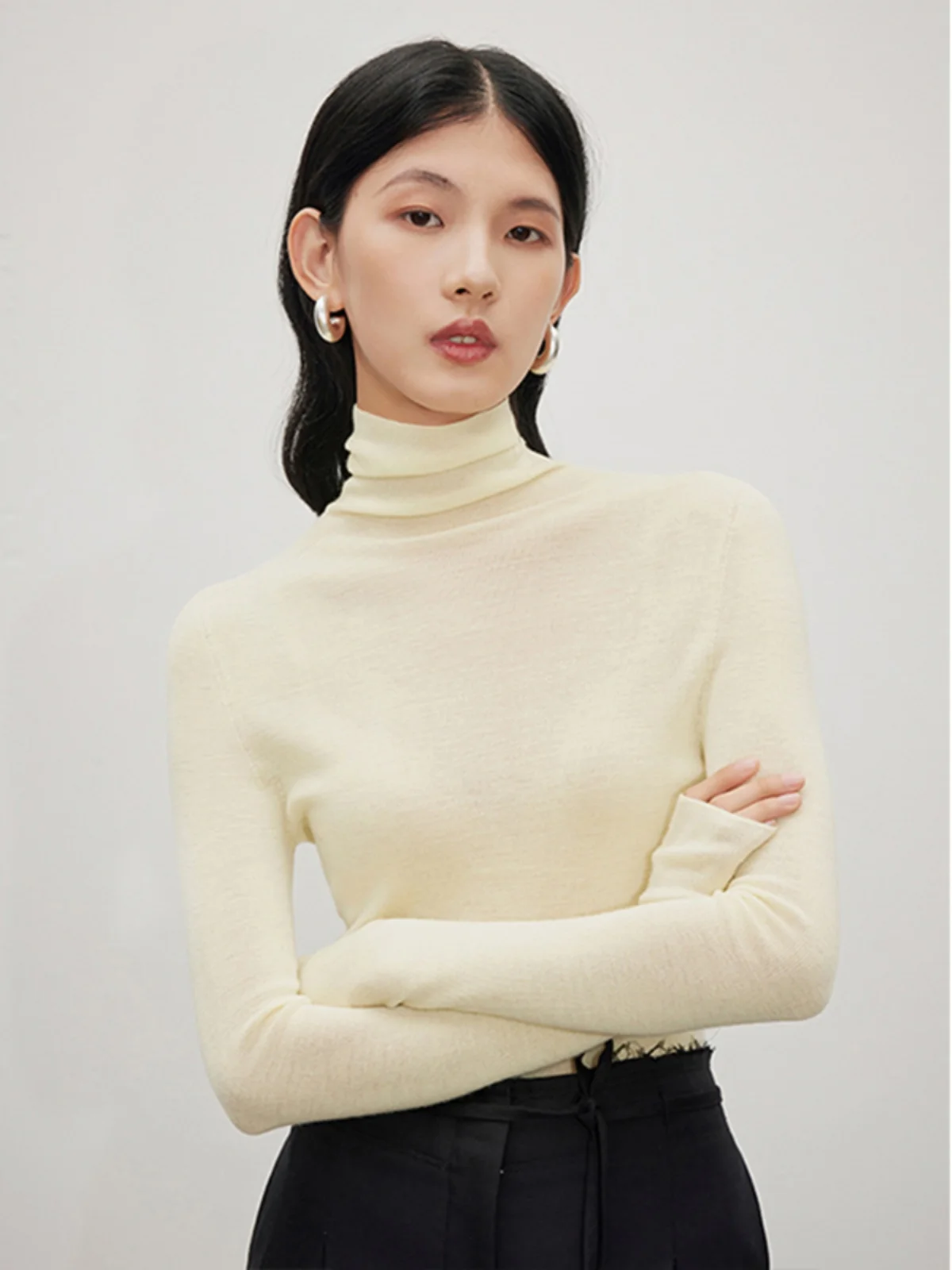 Серая водолазка с ворсовым воротником трикотажная нижняя рубашка женская