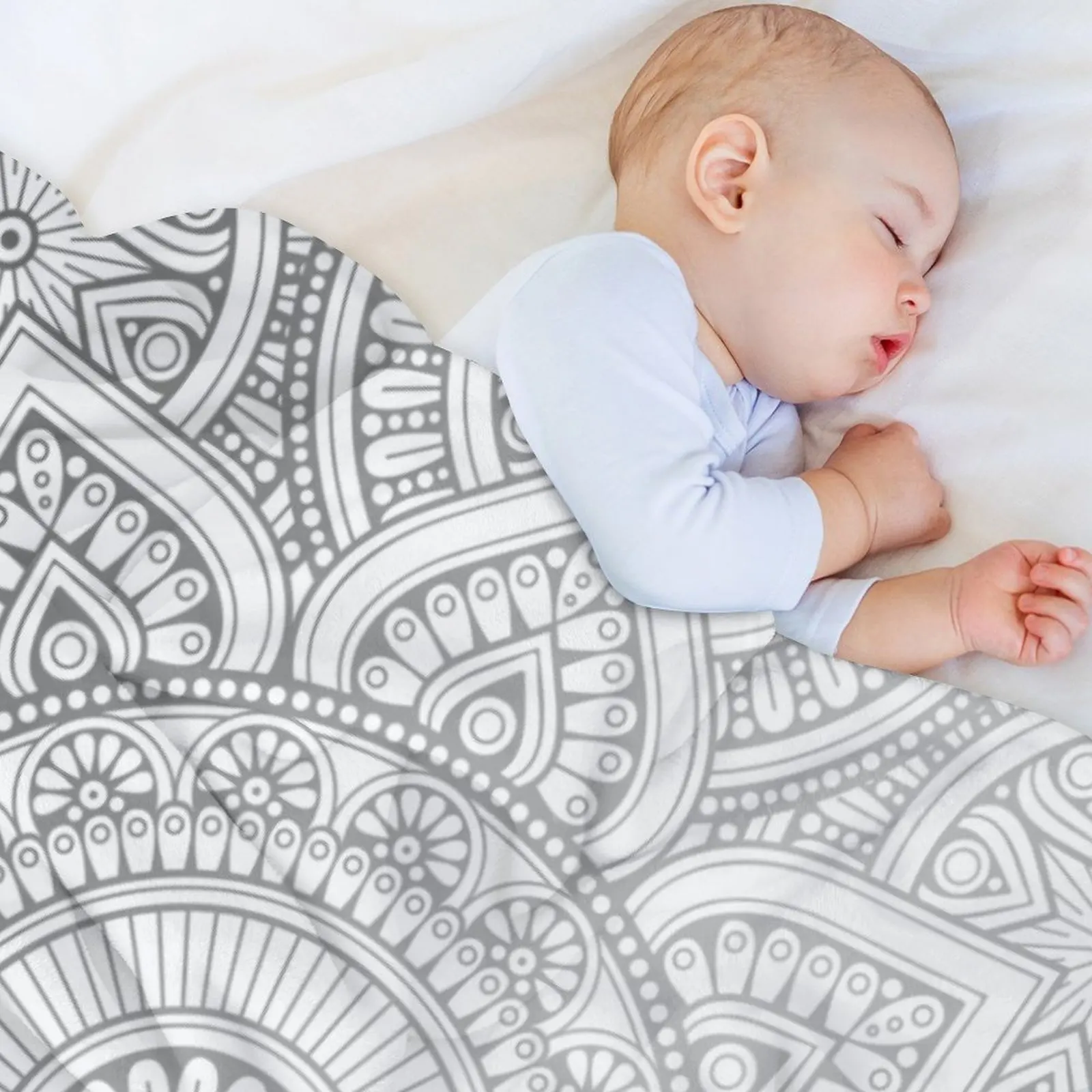 Серебряный рисунок мандалы иллюстрация плед на диван-кровать модные милые пледы