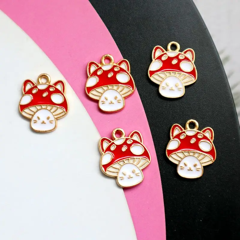 Kawaii мультфильм гриб сплав эмаль кулон очаровательные и модные DIY эльф ожерелье