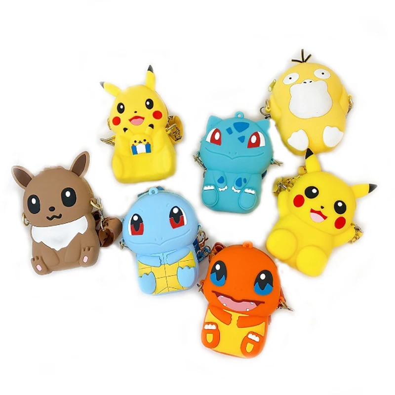 

7 Models Pokemon Anime Action Figures Pikachu Eevee Silicone Kawaii Fashion Shoulder Crossbody Bag Children Girl Toys Fine Gifts